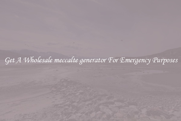 Get A Wholesale meccalte generator For Emergency Purposes
