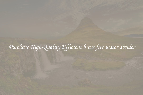Purchase High-Quality Efficient brass fire water divider
