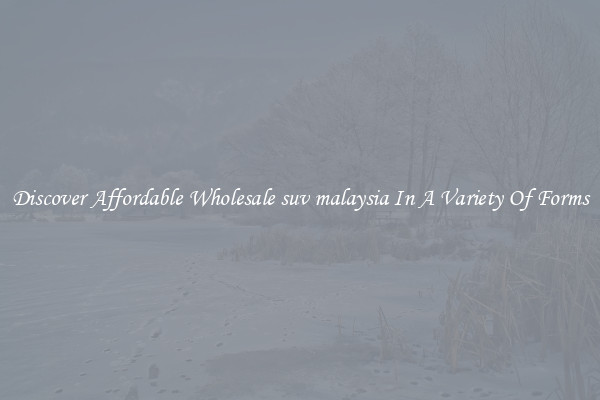 Discover Affordable Wholesale suv malaysia In A Variety Of Forms
